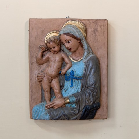 Patinated, Colored and Gold Madonna Boccadirio in Ceramic 2